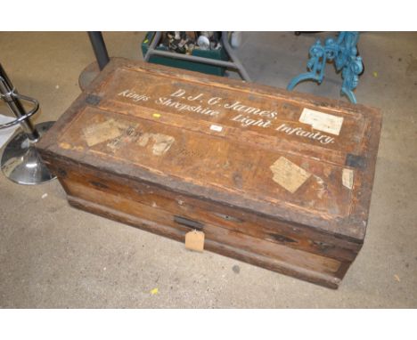 A WW2 officer trunk named to D.J.G. James containing various military equipment, uniforms etc. 