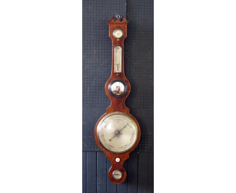 Grassi &amp; Fontana of Exeter _ A 19th century mahogany mercury banjo barometer incorporating a hydrometer, thermometer, mir