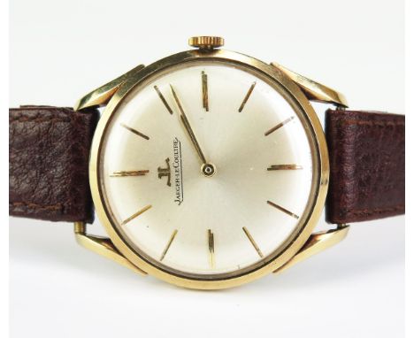 A Jaeger-LeCoultre Gent's 9ct Gold cased Presentation Wristwatch, the 33mm case with bombe lugs. Running 