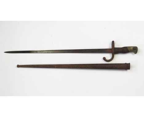 A 19th century French 1878 Pattern Bayonet, no. 77313 with non number matching scabbard 