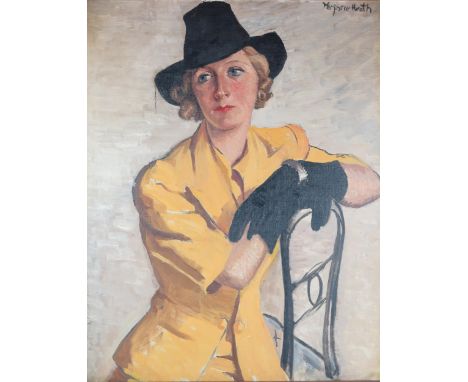 Marjorie Heath (1905 - 1994), 'Mrs Wilfrid Davson', oil on canvas, signed with label verso, Royal Society of Portrait Painter