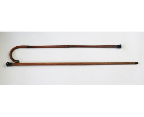 A George V silver mounted Malacca walking stick, marks for London, 1918, 94cm long and a silver mounted walking stick 