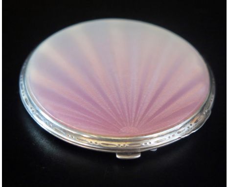 A George VI silver and enamel circular powder compact, 6.5cm diameter, 