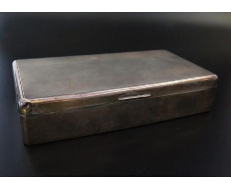 A George VI Silver Cigarette Box with engine turned decoration, 16.5x9x3.5cm, Birmingham 1937, Adie Bros. Ltd. 