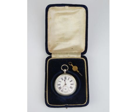 A Patek Silver Cased Key Wound Fob Watch, 44mm case, movement no. 21291. Cased and running 