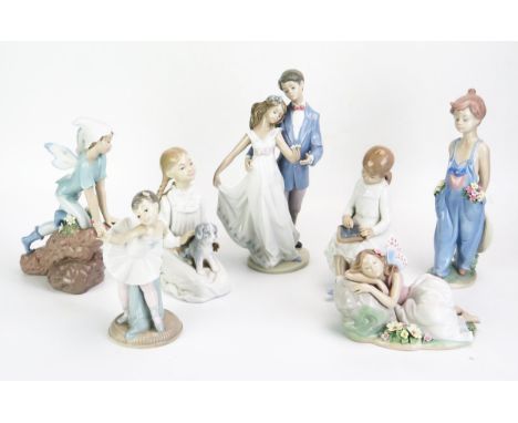 Seven various Lladro and Nao figures including fairies, schoolgirl, ballet dancer etc. (7). 