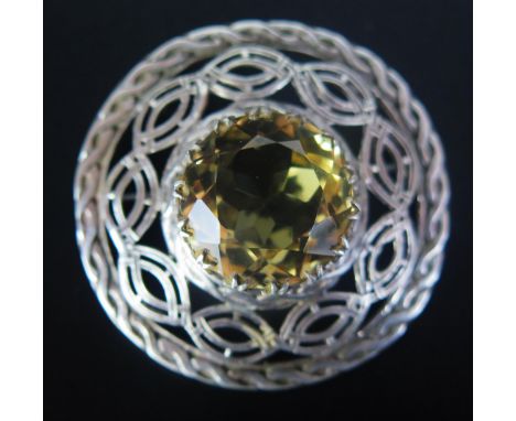 A Scottish Silver Brooch with typical Celtic decoration, Glasgow 1954, Robert Allison, 47.5mm, 22.93g 