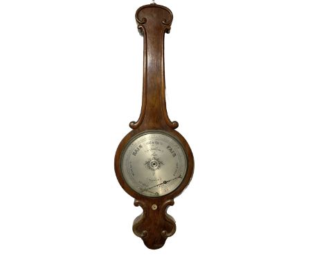 Robinson of Bradford -  late19th-century mercury wheel barometer in a mahogany case, with a scroll carved top and conforming 