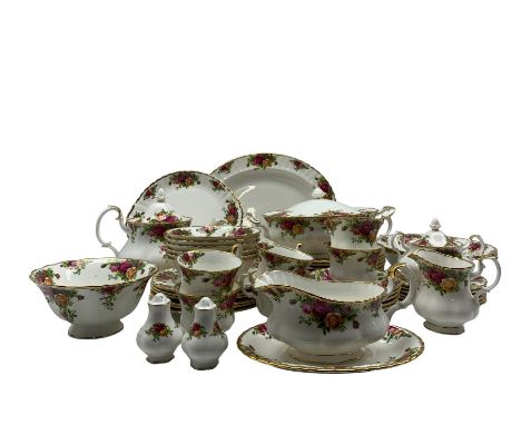 Quantity of Royal Albert 'Old Country Roses' pattern part dinner and tea service to include eight dinner plates, six cake pla