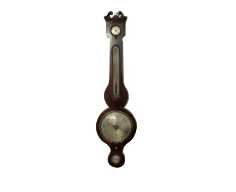 Wiggington of Pickering - 19th-century mercury wheel barometer in a mahogany case with a hygrometer, bubble level and boxed s