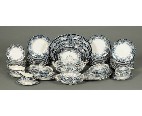 A late Mayers Victorian dinner service, comprising twelve 10.25 inch plates, fourteen 9.75 inch plates, thirteen 7.5 inch pla
