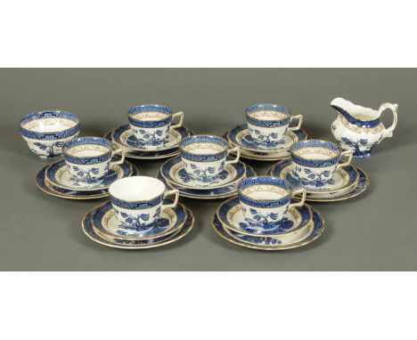 A Royal Doulton "Booths Old Willow" tea service, comprising seven cups, seven saucers, seven plates, sugar basin and milk jug