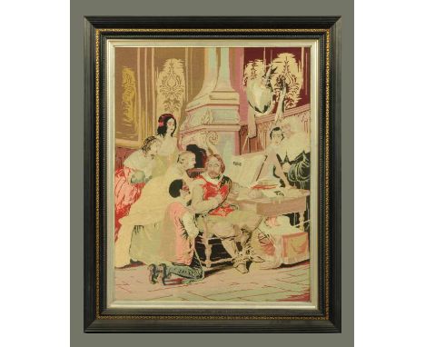 A large 19th century woolwork tapestry.  41 ins x 31 ins, framed (see illustration).
  
