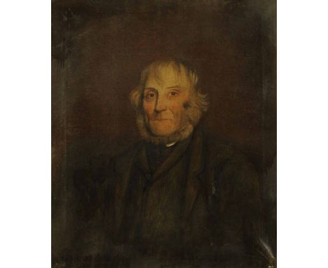 English School (19th century), oil on canvas, portrait of an elderly gentleman.  29 ins x 24 ins, framed.  CONDITION REPORT: 