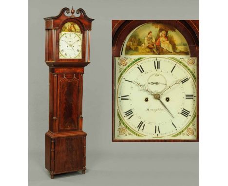A George III mahogany longcase clock, by William Belman, Broughton, with swans neck pediment, arched painted dial and eight d