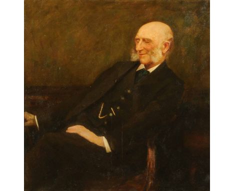 An Edwardian oil painting on canvas, portrait of Mr. John Poole, Solicitor.  41 ins x 39 ins, in gilt frame.  