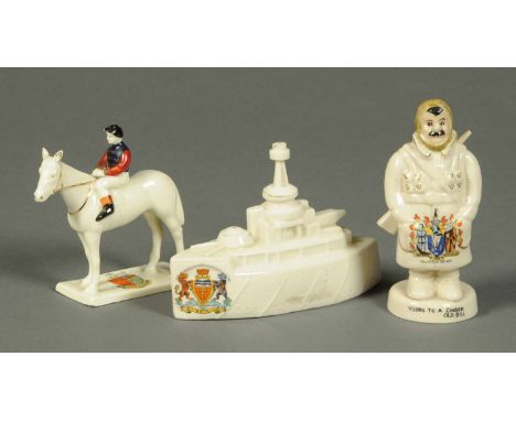 A Carltonware figure, "Yours to a Cinder, Old Bill, Southend on Sea", Carltonware horse and jockey and Graftonware iron Duke.