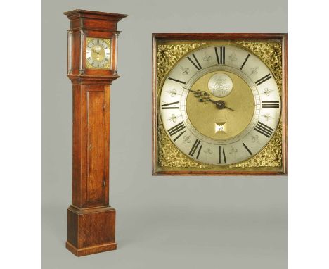 A George III longcase clock by William Porthouse of Penrith, single pointer, brass dial , 10.25 inch square, with date apertu