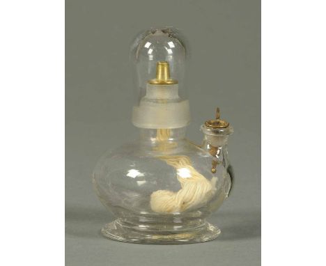 A 19th century glass lace makers lamp.  Height 5 ins. 