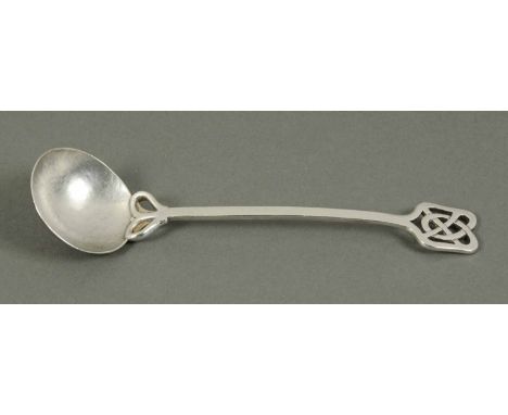 A Keswick School of Industrial Arts silver ladle, 1926, with planished bowl, Chester hallmark, 34 grams.  Length 6 ins (see i