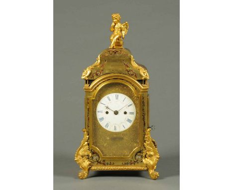 A 19th century boulle marquetry twin fusee bracket clock, by Green & Ward, Cockspur Street, London.  Height 17.5 ins (see ill
