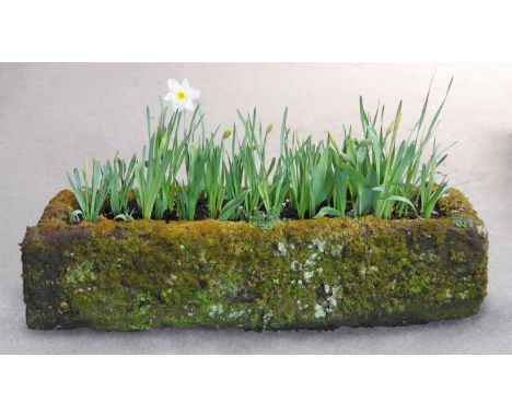 A Victorian sandstone trough, rectangular.  Length 44 ins, depth 19 ins, height 11 ins.  