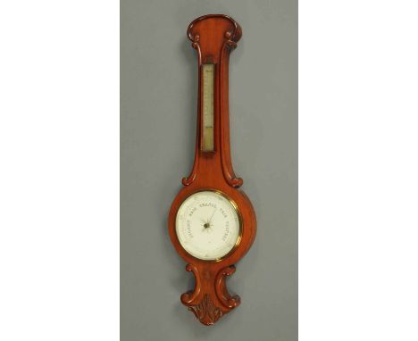 A Victorian mahogany barometer, with thermometer scale only.