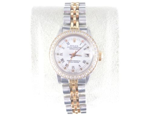 Rolex - A Lady's Oyster Perpetual Datejust, Superlative Chronometer Officially Certified wrist watch, the circular white roma
