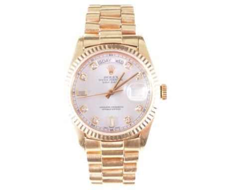 Rolex - A Gentleman's Oyster Perpetual Day-Date, Superlative Chronometer Officially Certified wrist watch, the circular white