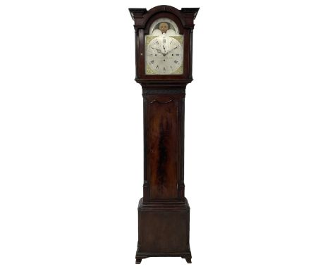 William Vale of Finsbury (London) - late 18th century 8-day mahogany longcase clock, flat topped break-front hood with a brea
