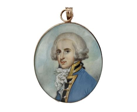 English School (18th/ early 19th century): Miniature portrait of a Gentleman, head & shoulder length, watercolour on ivory, u