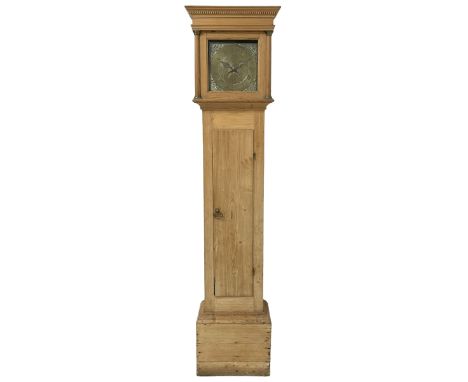 John Fardon of Deddington (Oxon) - provincial mid-18th century 30hr pine cased longcase clock, with a flat top and dentil cor