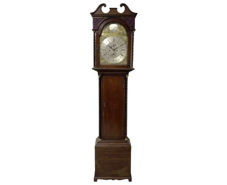 Andrew Robertson of Glasgow - fine late 18th century Scottish 8-day mahogany longcase clock, with a swan neck pediment and si