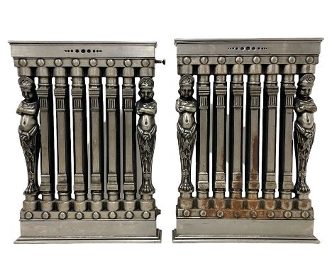 Pair of late 19th century Continental polished cast iron architectural single column Ventilo radiators, probably Belgian, the