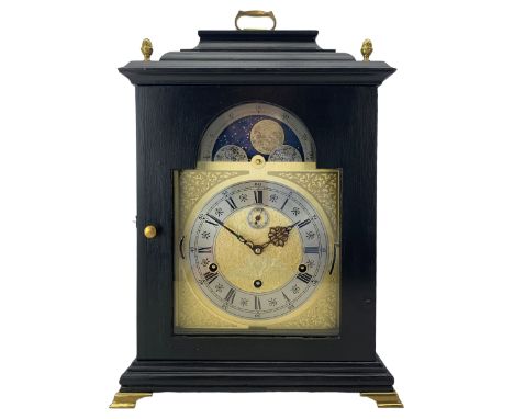 Keininger -  20th century German 8-day Bracket clock, in a replica 18th century styled ebonised case, with a brass dial, etch