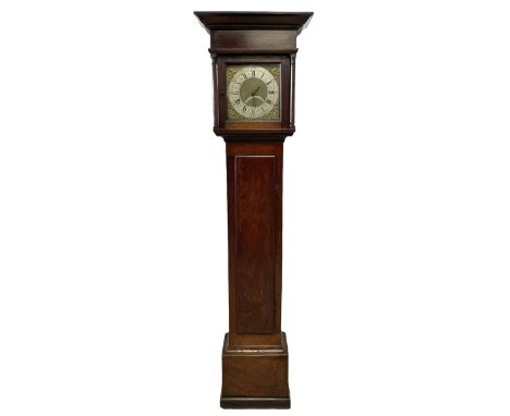 William Coulton of York - mid-18th century 30hr oak longcase clock c1760, with a plain flat topped pediment and blind frieze 