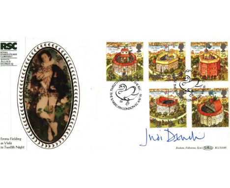 Judi Dench signed FDC Benham. Emma Fielding as Viola in Twelfth Night at RSC. Five Stamps plus Double Stamps dated 8/8/95. Go