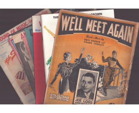 Vintage song sheet collection, We'll Meet Again Joe Loss and His Band, The Unsinkable Molly Brown, Nat King Cole When I Fall 