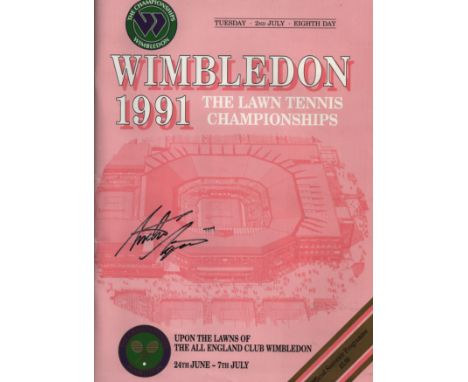 Arantxa Sanchez Vicario signed Wimbledon 1991 Lawn Tennis Championship Programme Tuesday 2nd July Eighth Day signature on fro
