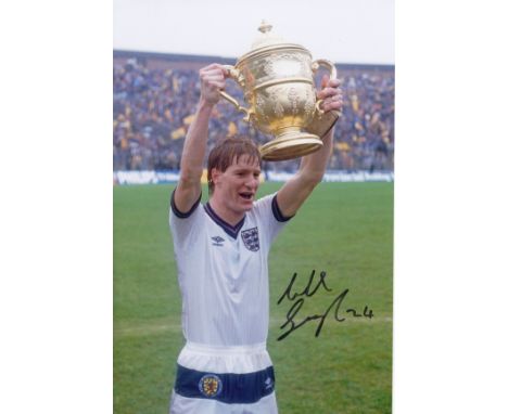 Autographed RICHARD GOUGH 12 x 8 photo : Col, depicting Scotland's hero of the hour RICHARD GOUGH holding aloft the Rous Cup 