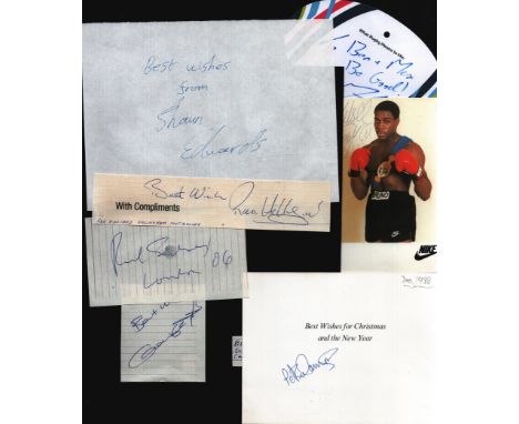 Sport collection 7, assorted signatures piece and photos includes Frank Bruno, Freddie Flintoff, Martin Johnson, Peter Scudam