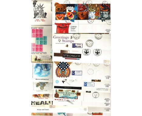 FDC Assorted 15 Approx. Greetings Stamps Royal Mail FDC 10 Stamps plus 10 Post Marked dated 5 FE 91. Greetings Stamps Royal M