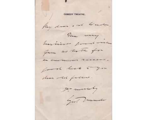 Cyril Maude ALS on 'Comedy Theatre' headed paper. Good condition. All autographs come with a Certificate of Authenticity. We 
