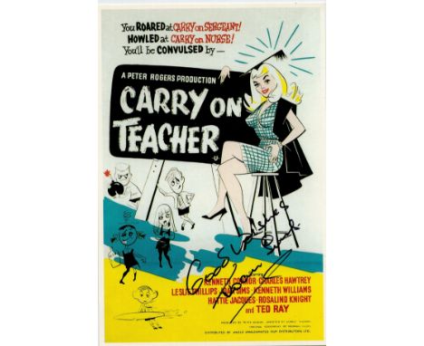 Joan Sims signed Carry on Teacher postcard. Good condition. All autographs come with a Certificate of Authenticity. We combin