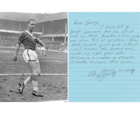 Autographed ALEX YOUNG Letter & Photo : A handwritten letter, undated, by former Heart of Midlothian, Everton and Scottish In