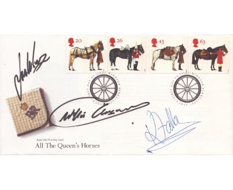 Horse Racing Willie Carson, Kieren Fallon and one other signed All the Queen's Horses Royal Mail FDC double PM First Day of I