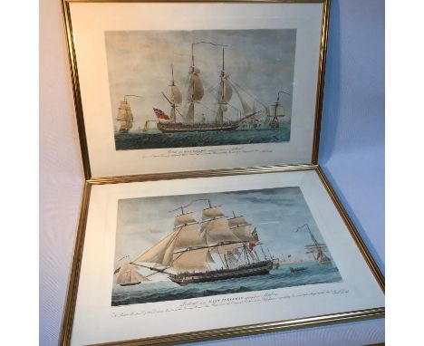 Two Antique Nautical coloured engraving prints, Both drawn &amp; engraved by R.Dodd. Showing two portraits of an Eastern Indi