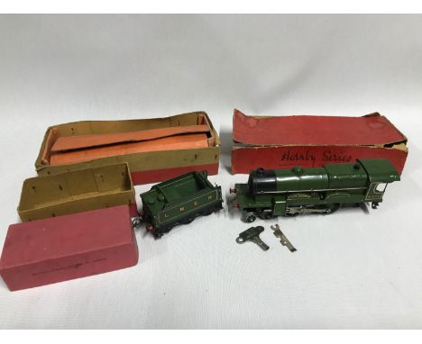 A Vintage Hornby series Gauge O. No.3 Flying Scotsman Clockwork locomotive Together with No.2 Special Tender, Both come with 