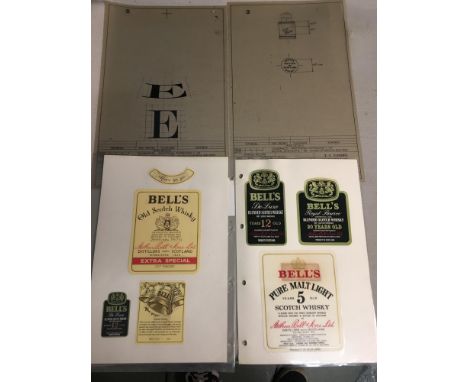 A Rare Selection of Original Marketing Proof Labels from Bells Old Scotch Whisky, with two Original Film Print of A Screw Top