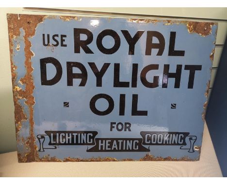 'Use Royal Daylight Oil' double sided, enamel advertising sign, 46x61cm 